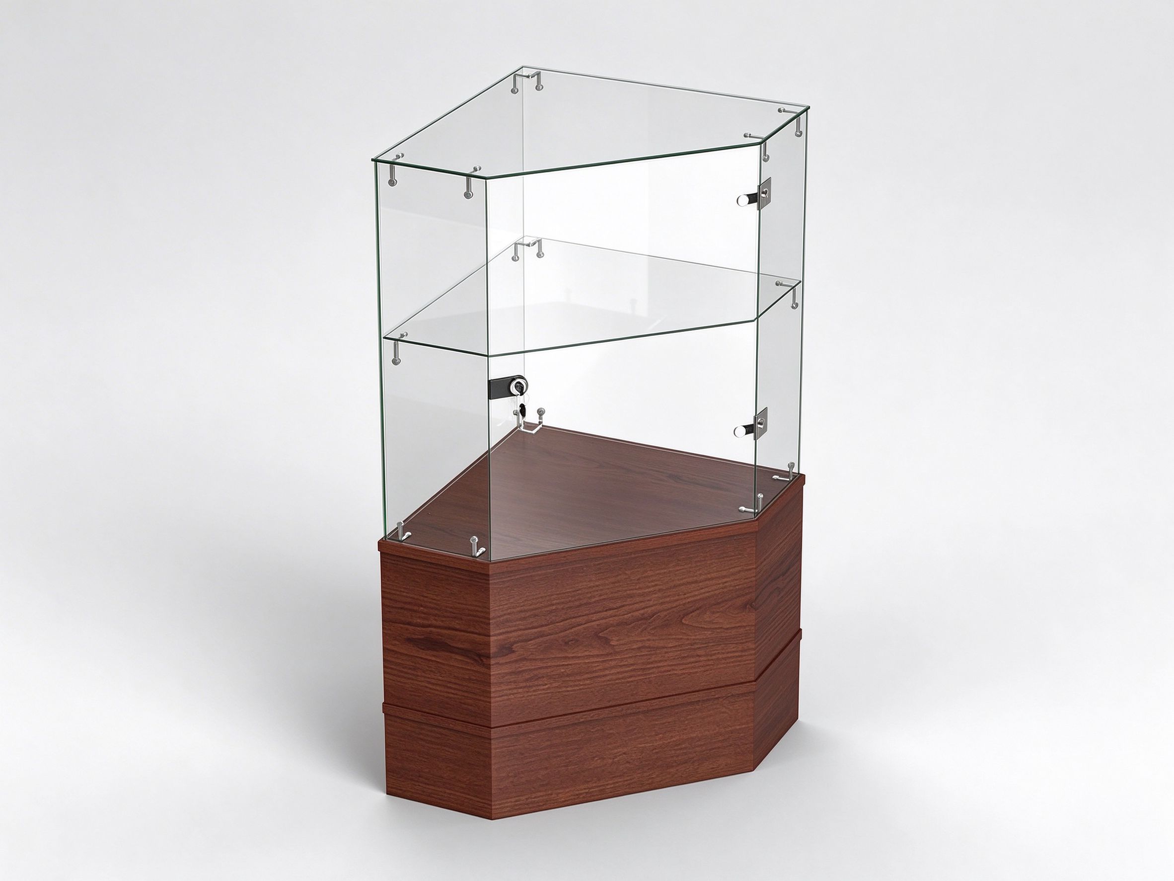 corner glass display unit