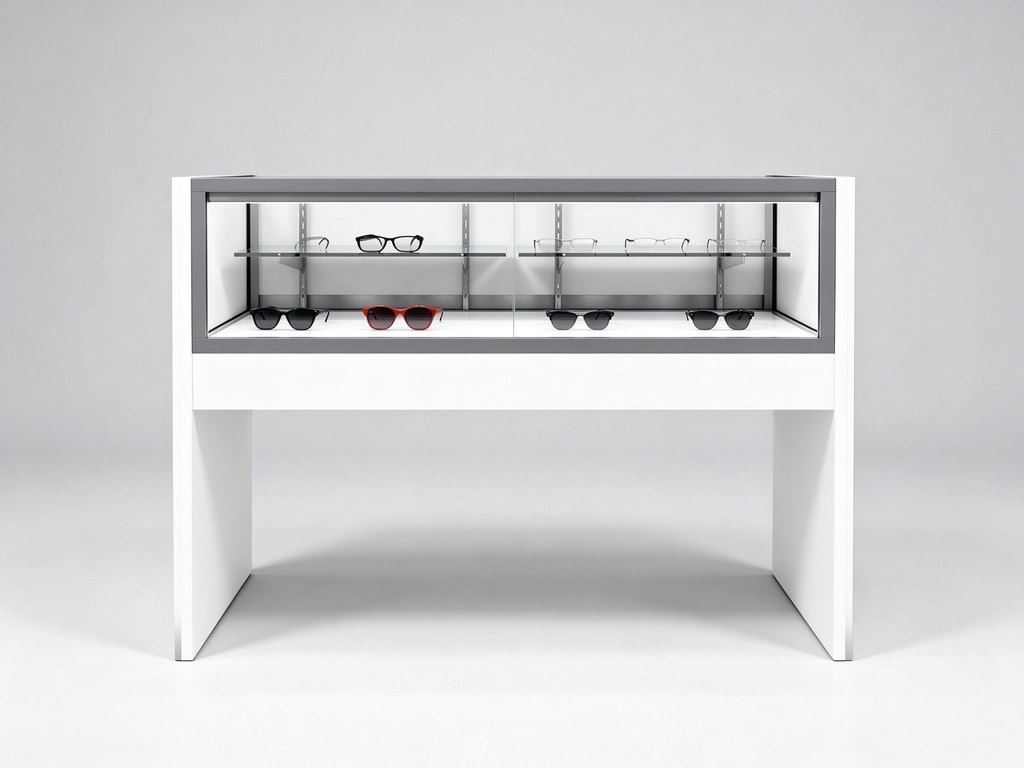 optical display case wood