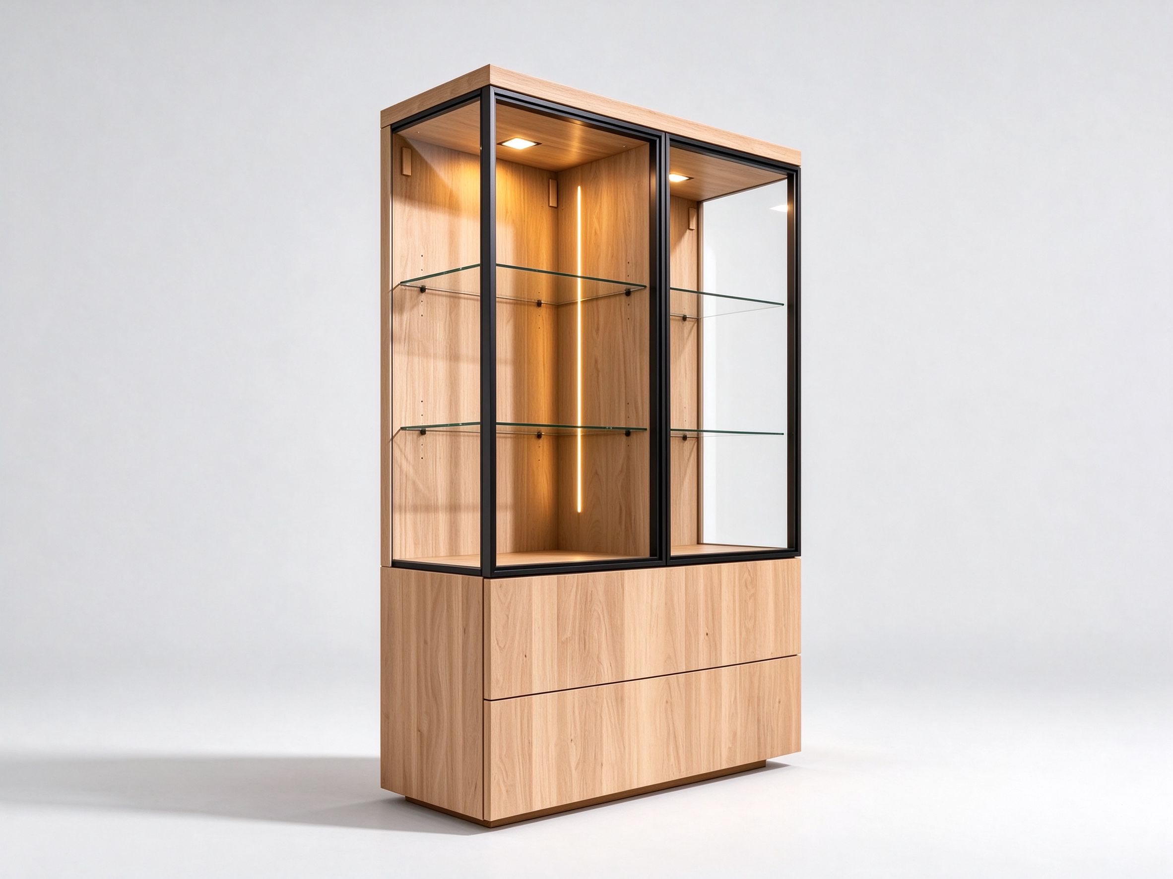 wood veneer display case