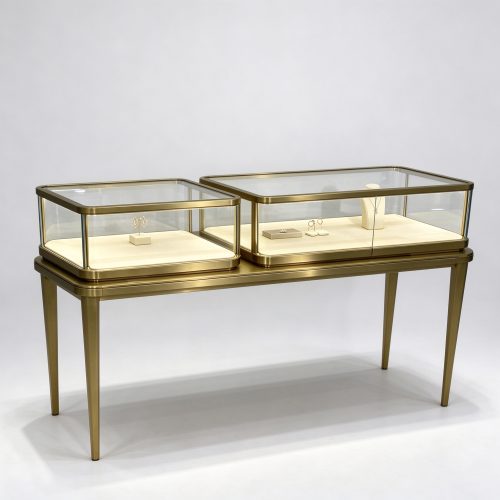 Gold jewelry display showcase