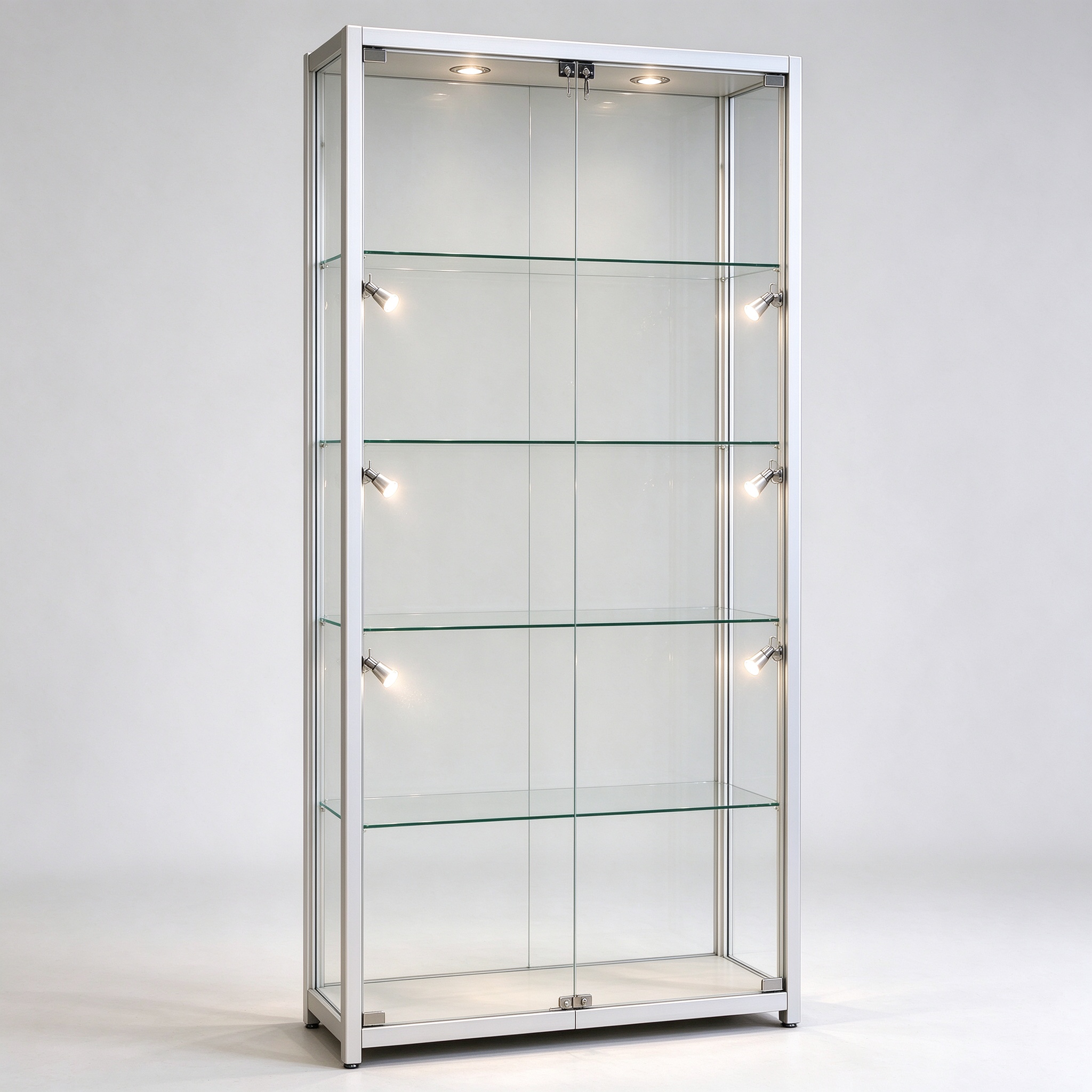 1200mm aluminum frame glass display showcase left 45 degree view