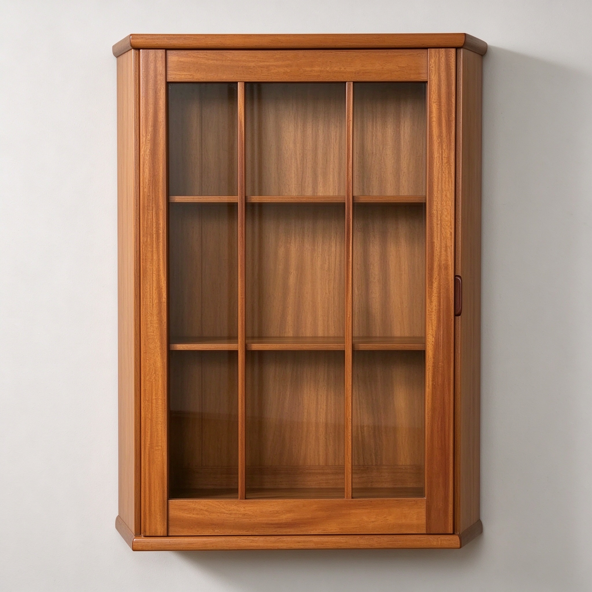 Traditional wood wall curio cabinet left 45 degree view