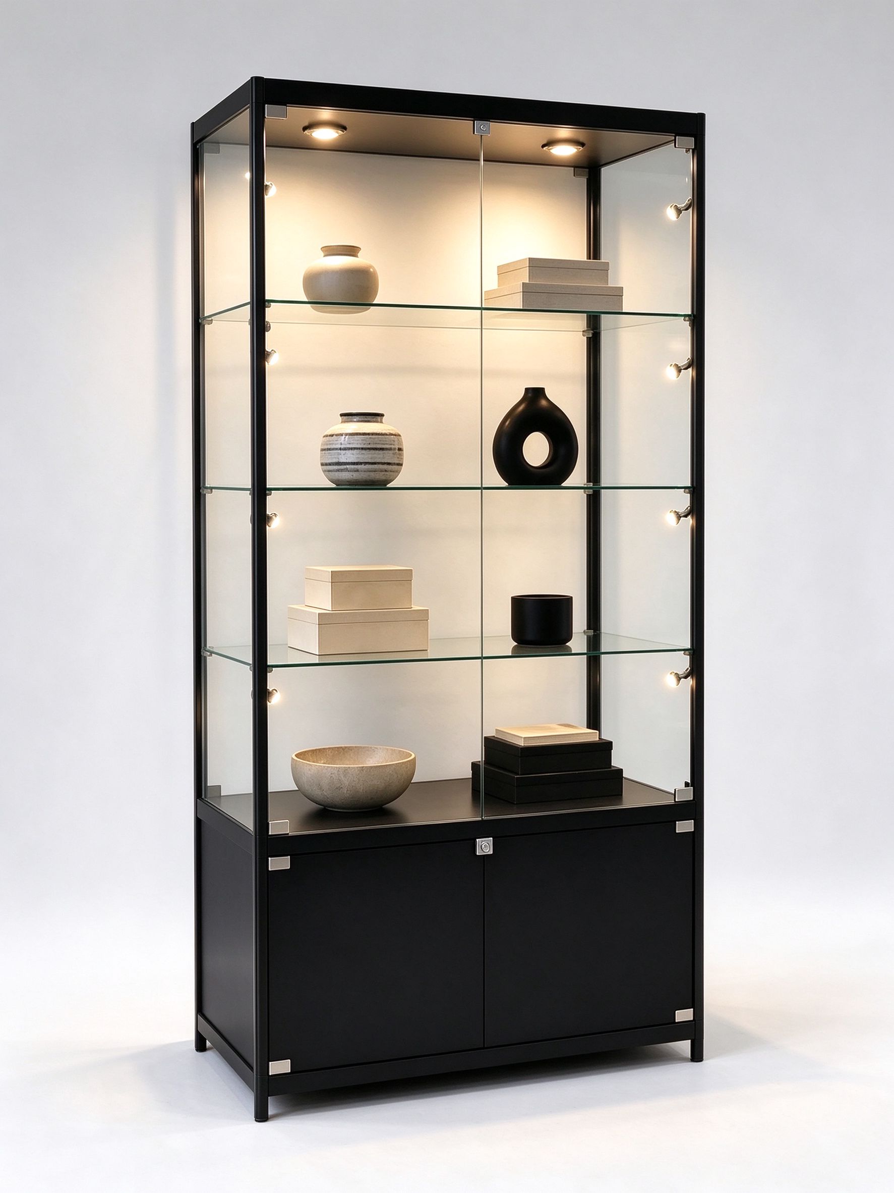 LED glass tower display cabinet