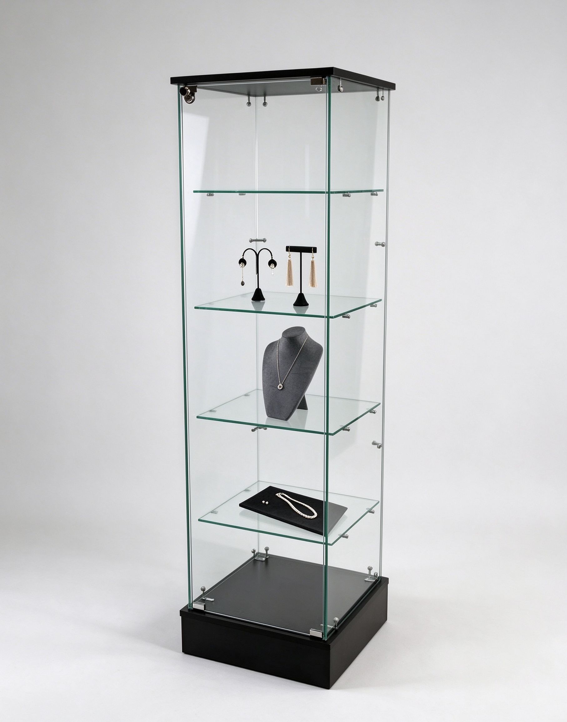 locking glass tower cabinet