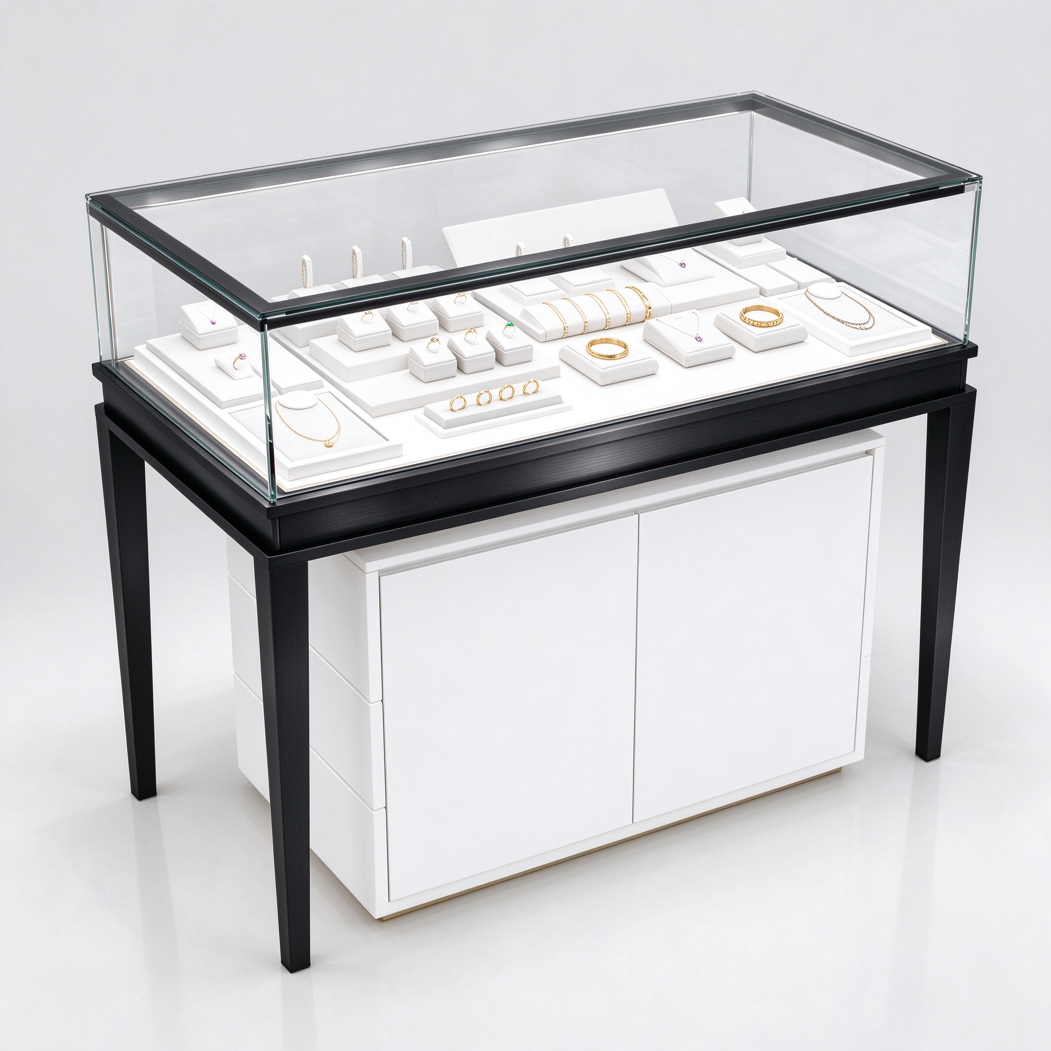 White lockable jewelry counter black titanium left 45 view