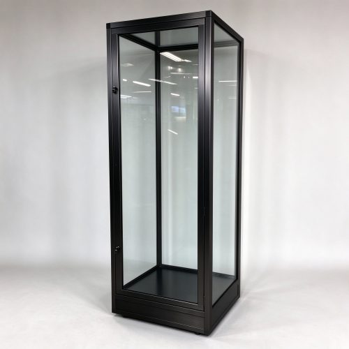 Black titanium brushed stainless steel glass tower left 45 view
