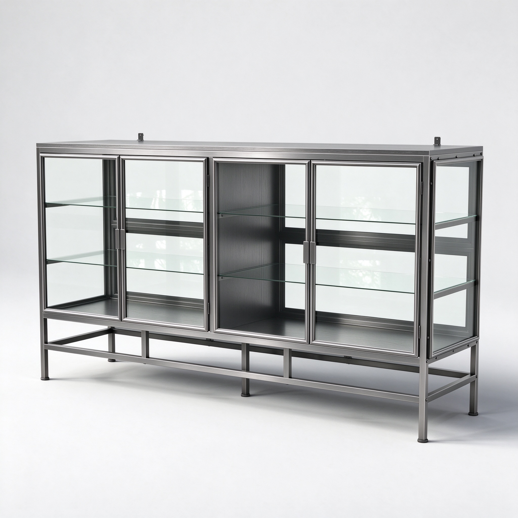 Black titanium brushed glass sideboard left 45 view