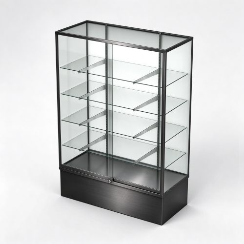 Black titanium economy glass case left 45 view
