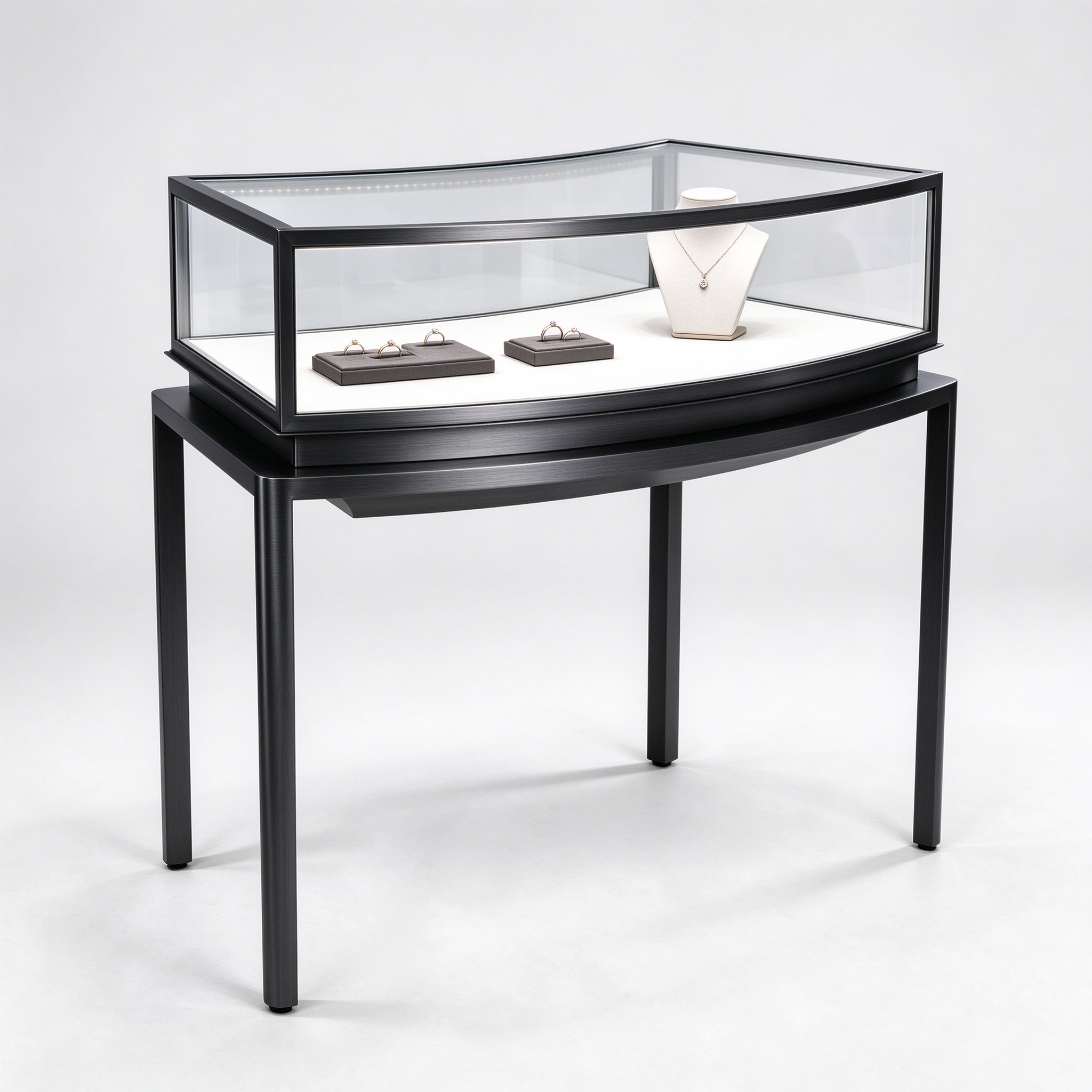 Black titanium curved jewelry counter left 45 view