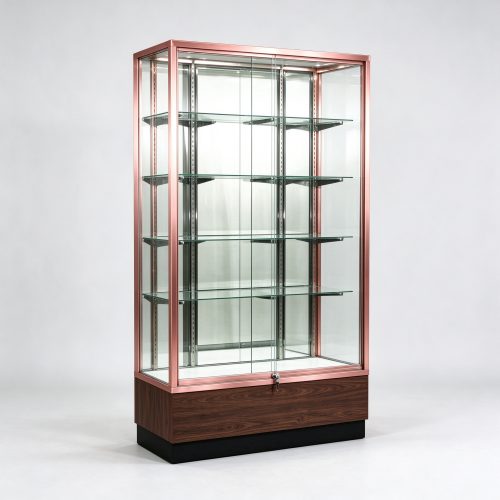 Rose gold walnut cabinet left 45 view