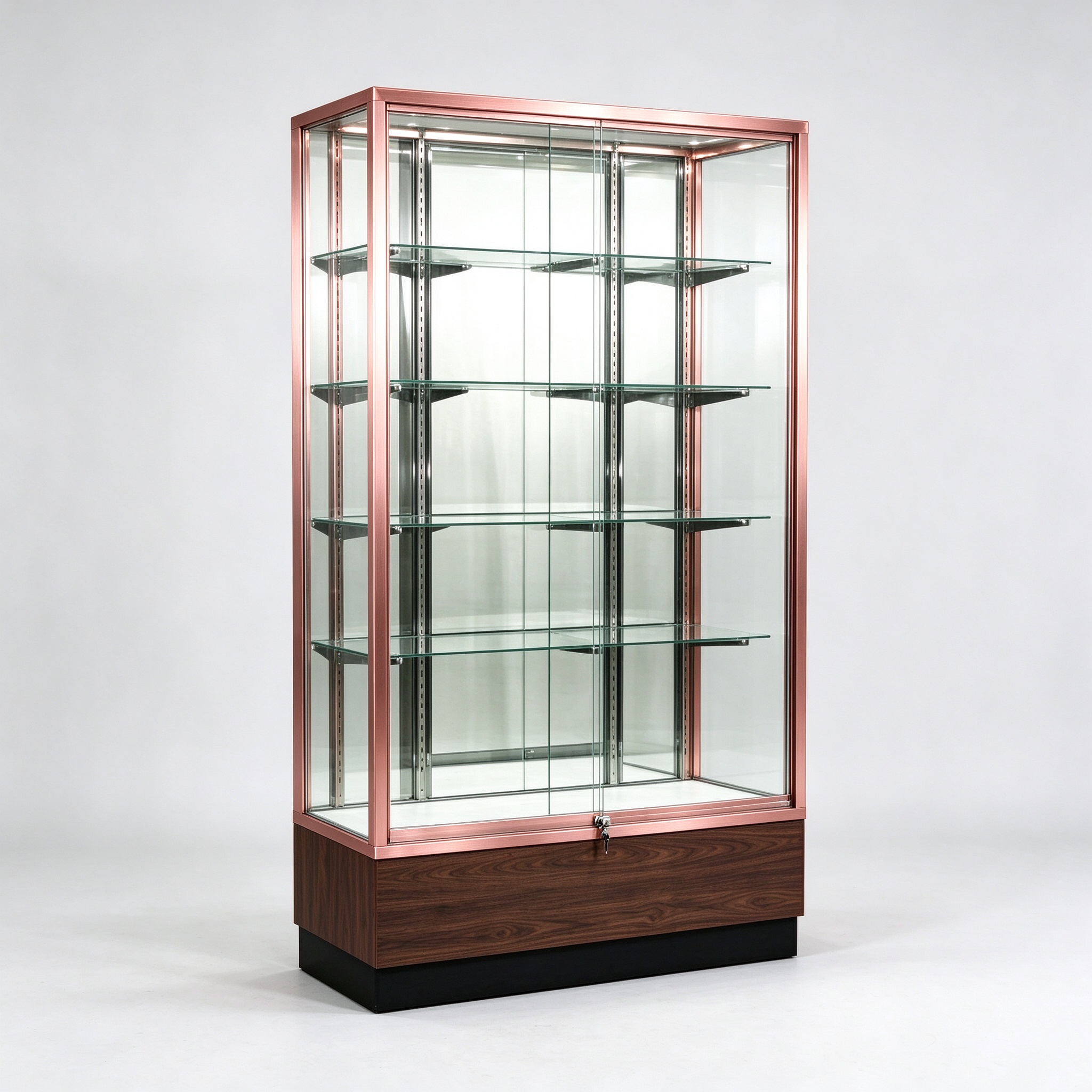 Rose gold walnut cabinet left 45 view