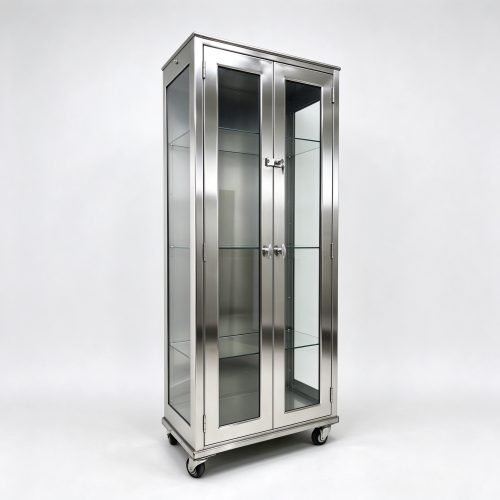 Mirror polished cabinet left 45 view