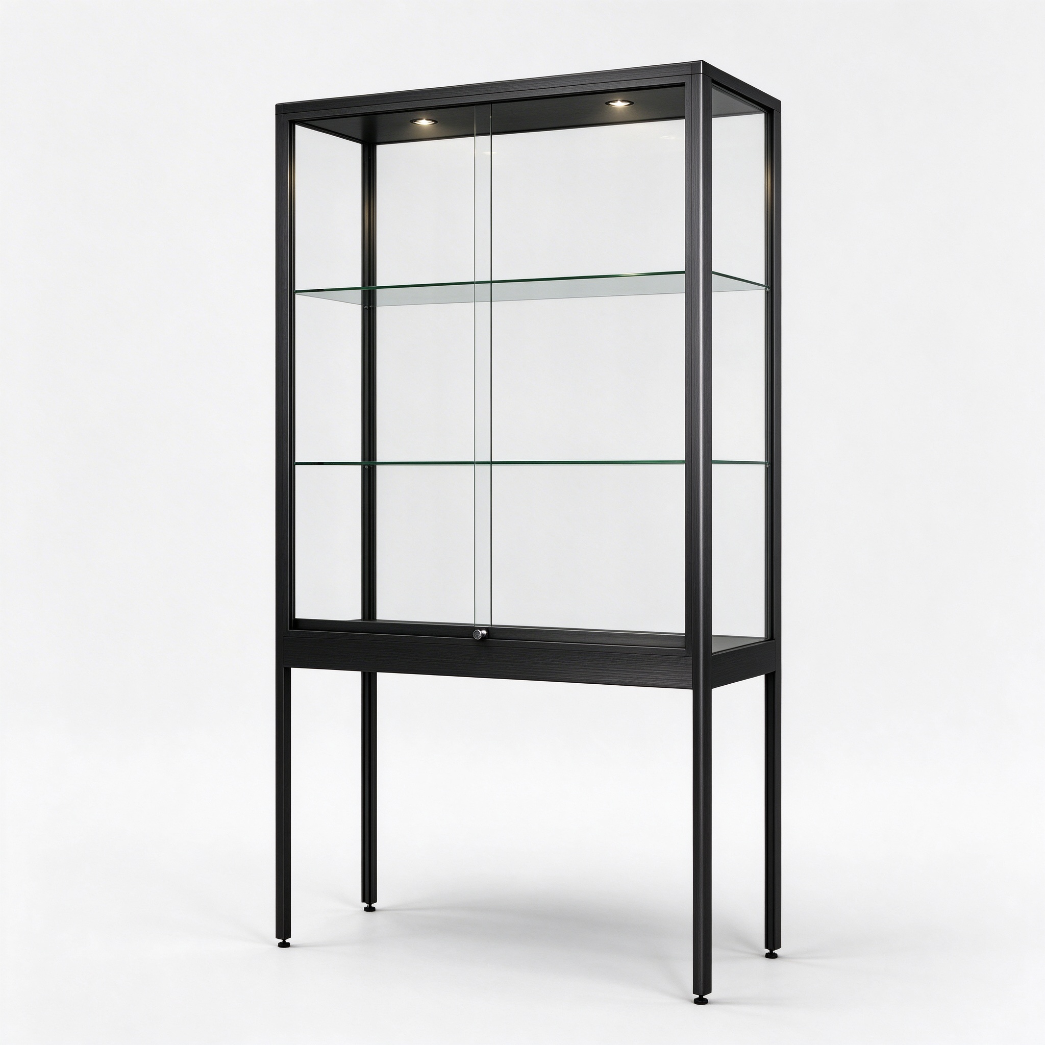 Black titanium square vitrine left 45 view
