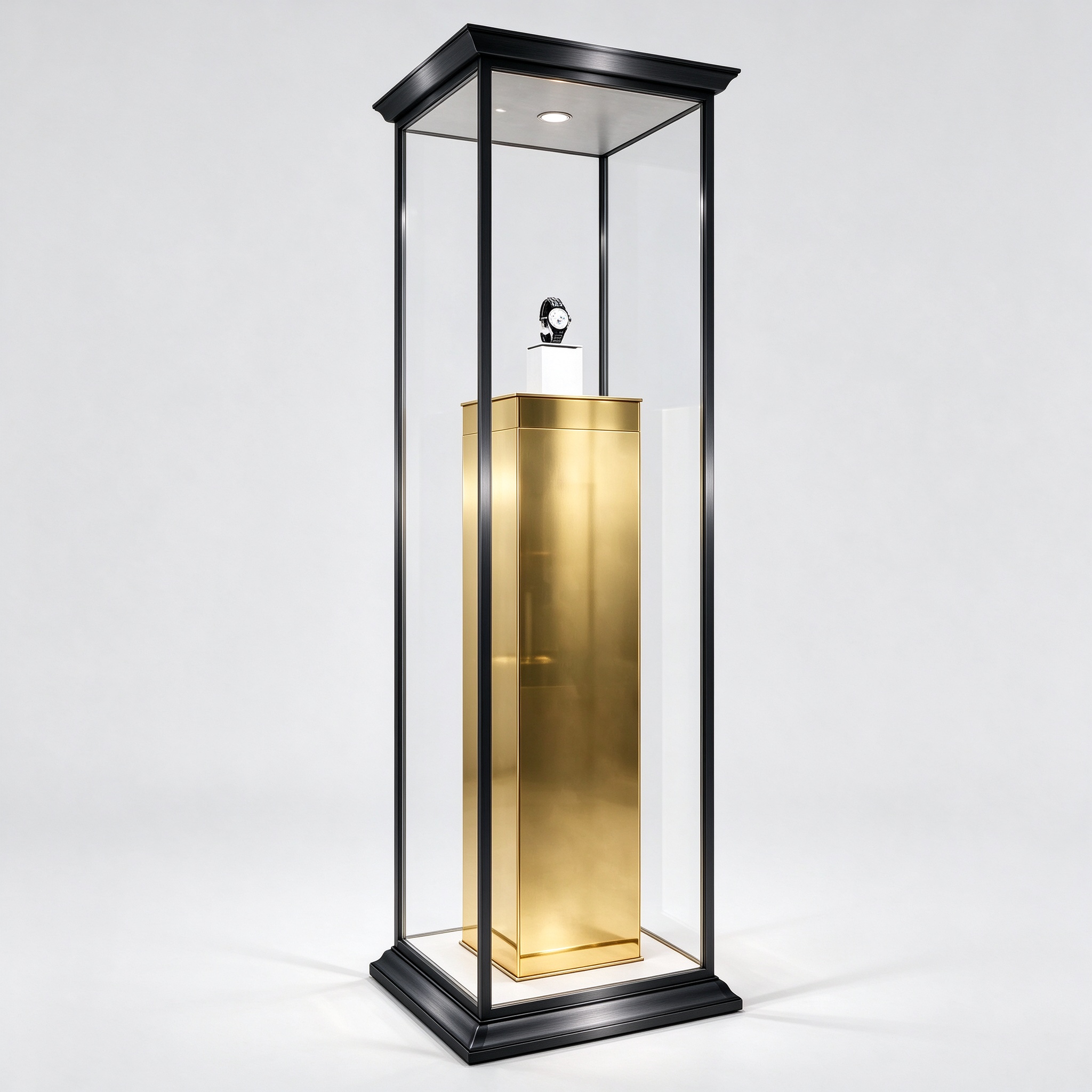 Black titanium gold watch tower left 45 view