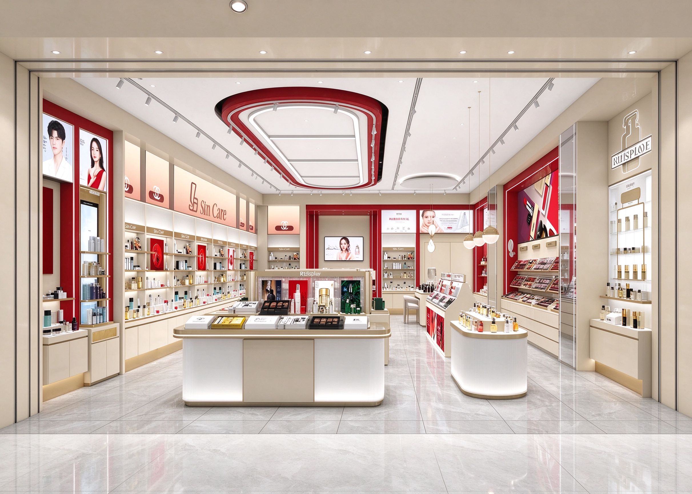 red accent ceiling