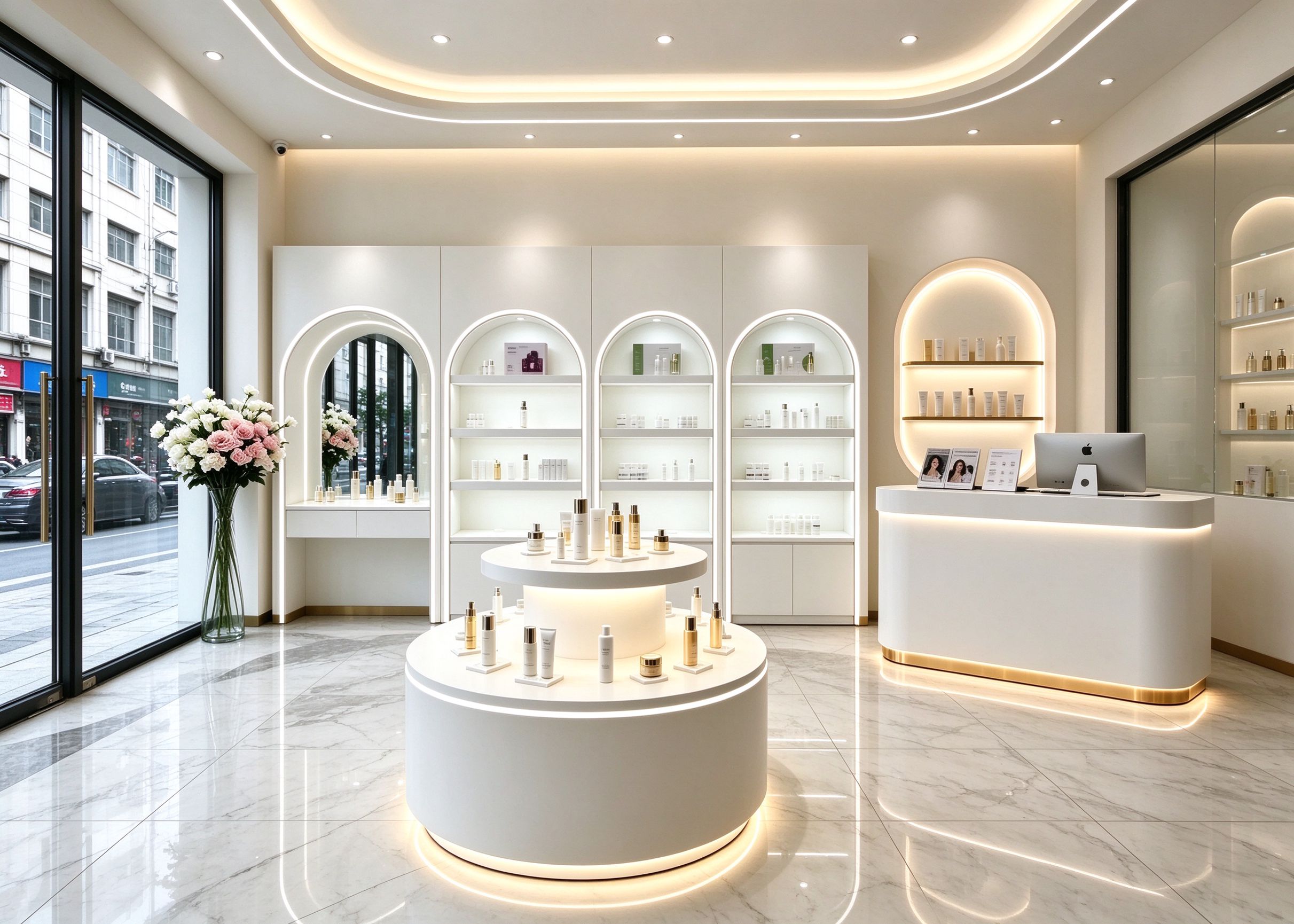 bright arched cosmetic store