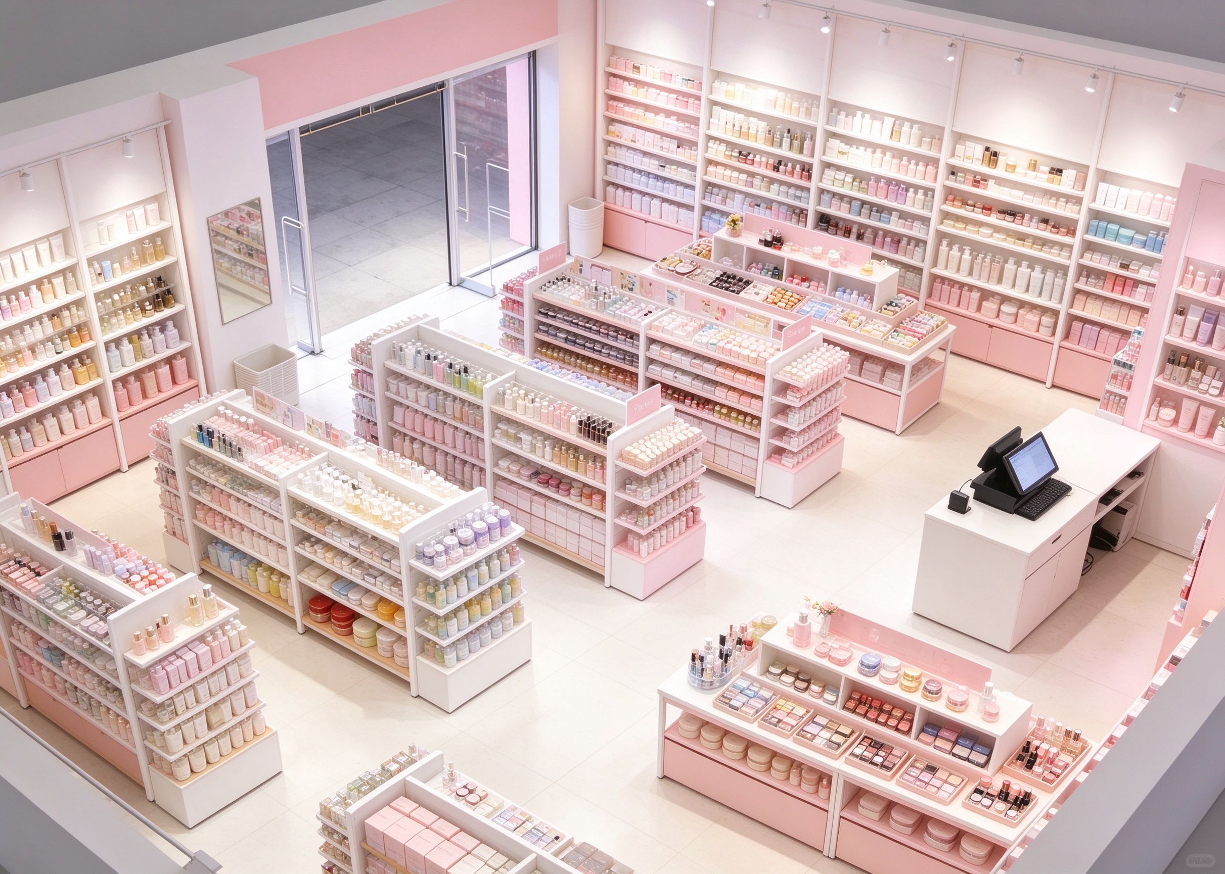 Playful pink white cosmetic