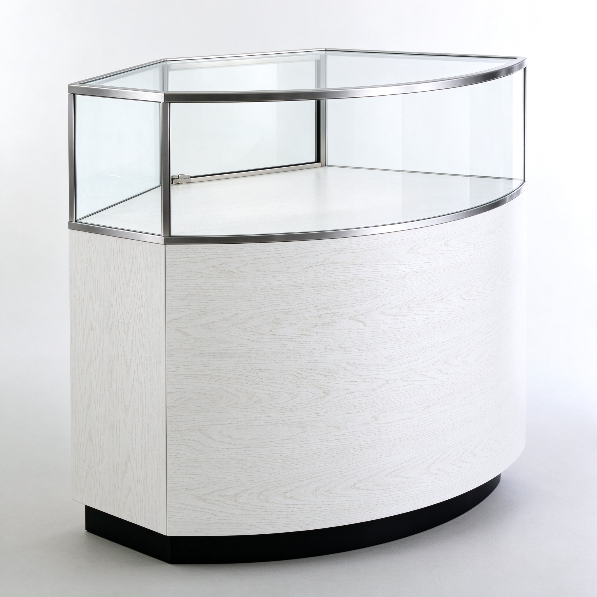 White oak quarter vision curved corner display left 45 view
