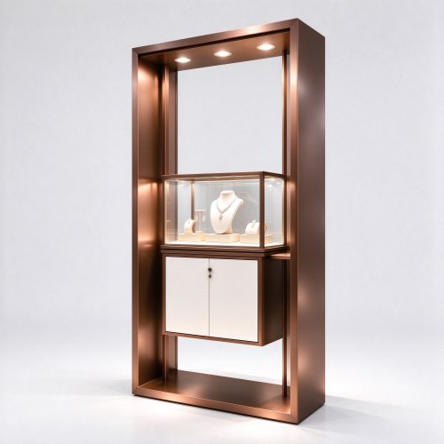 Bronze jewelry display tower right 45 degree view