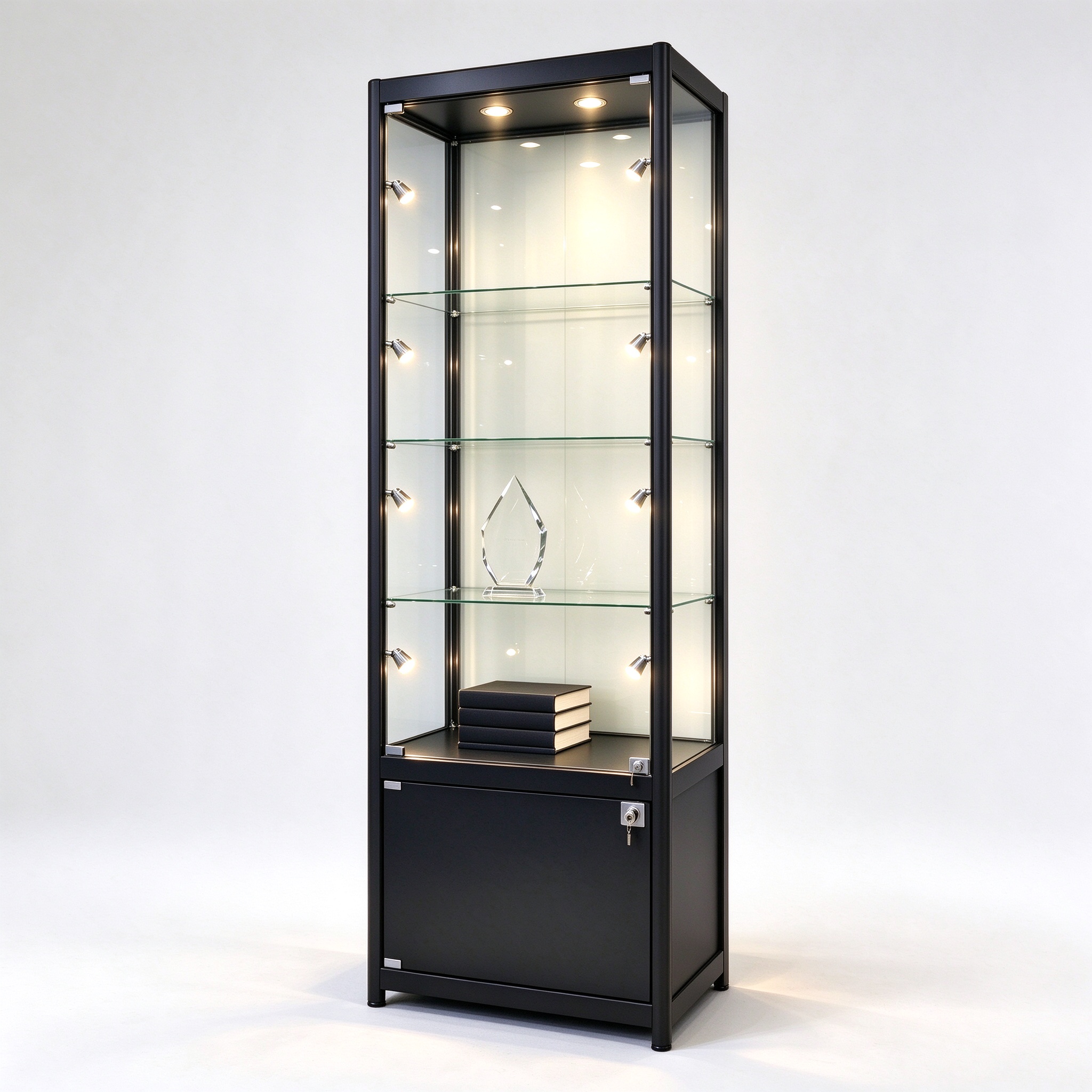 Black trophy cabinet right 45 degree square view