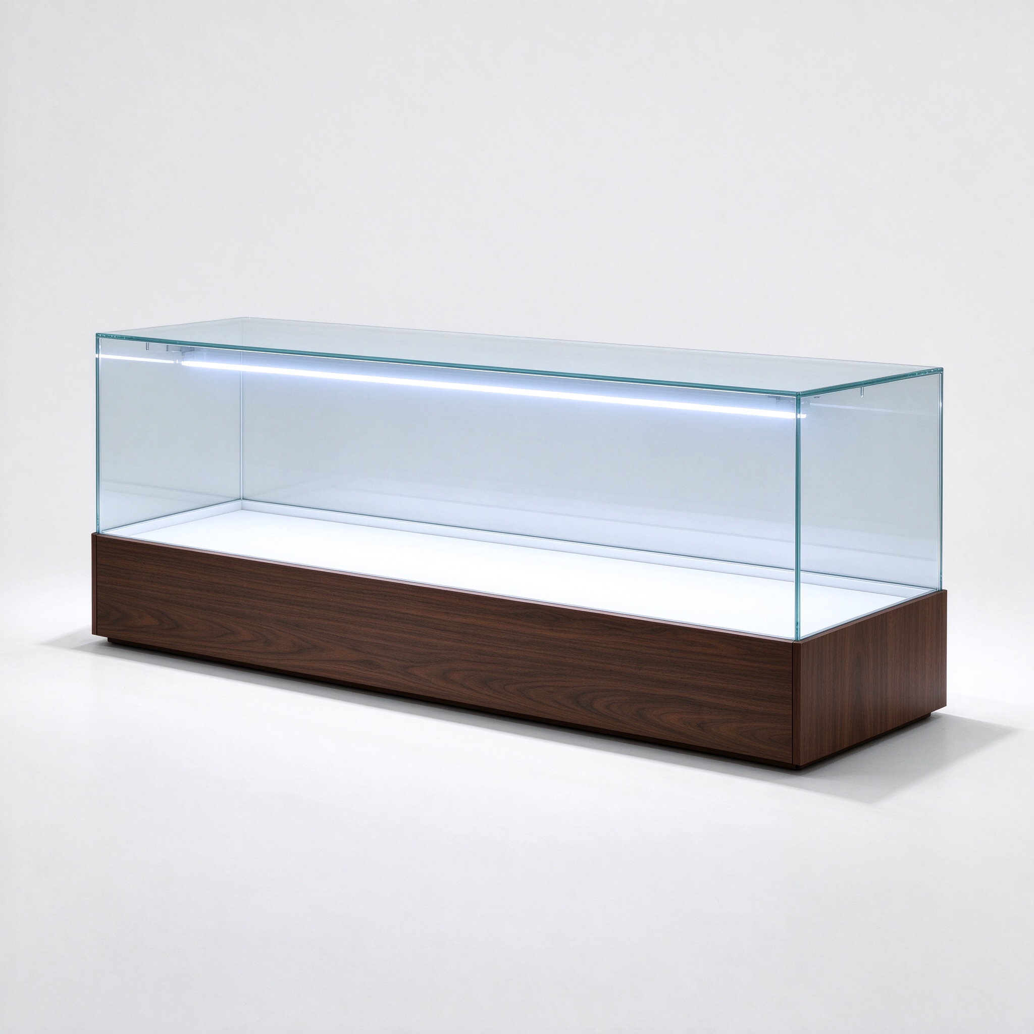 Glowing walnut low case right 45 degree square view