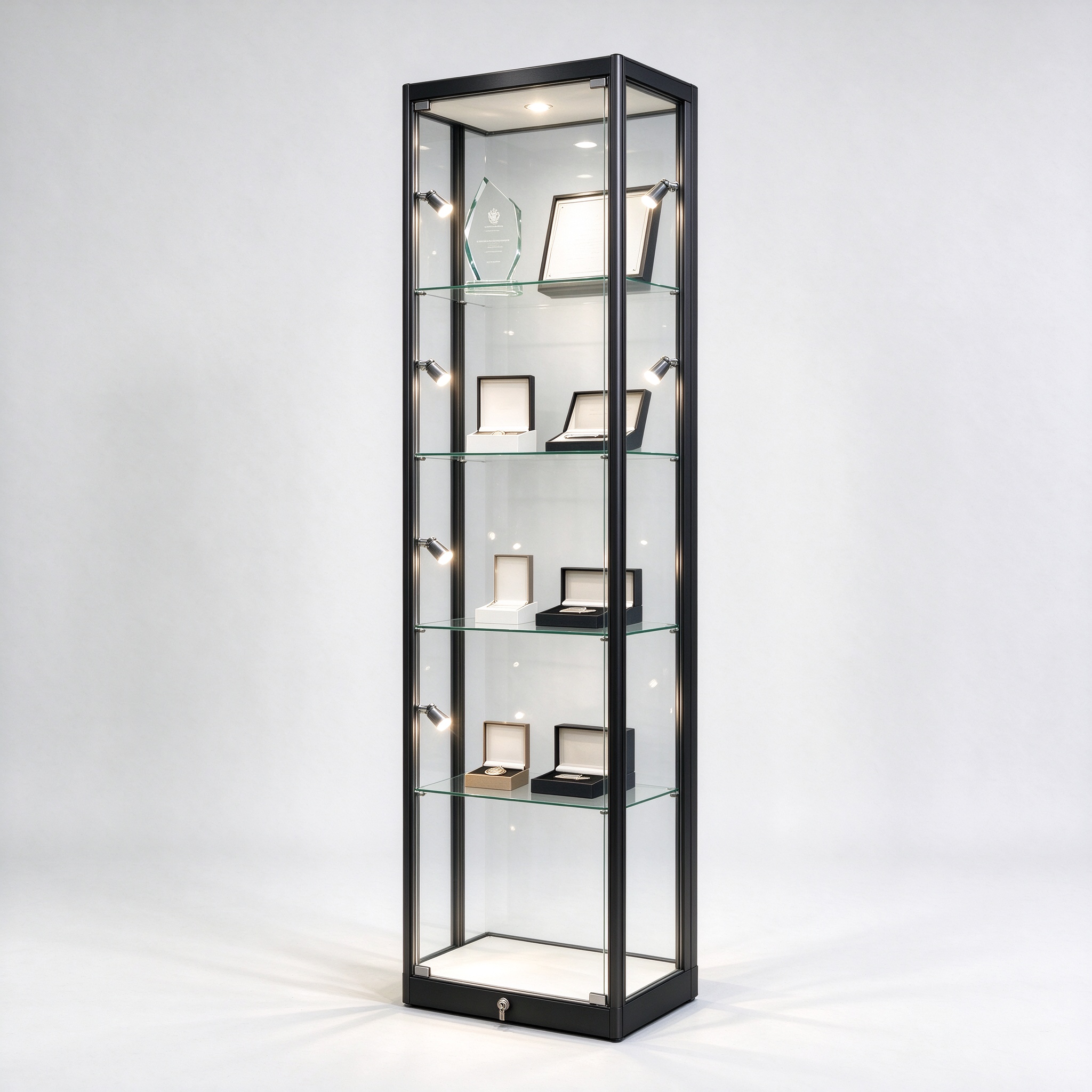 Light-up black titanium trophy tower right 45 square view