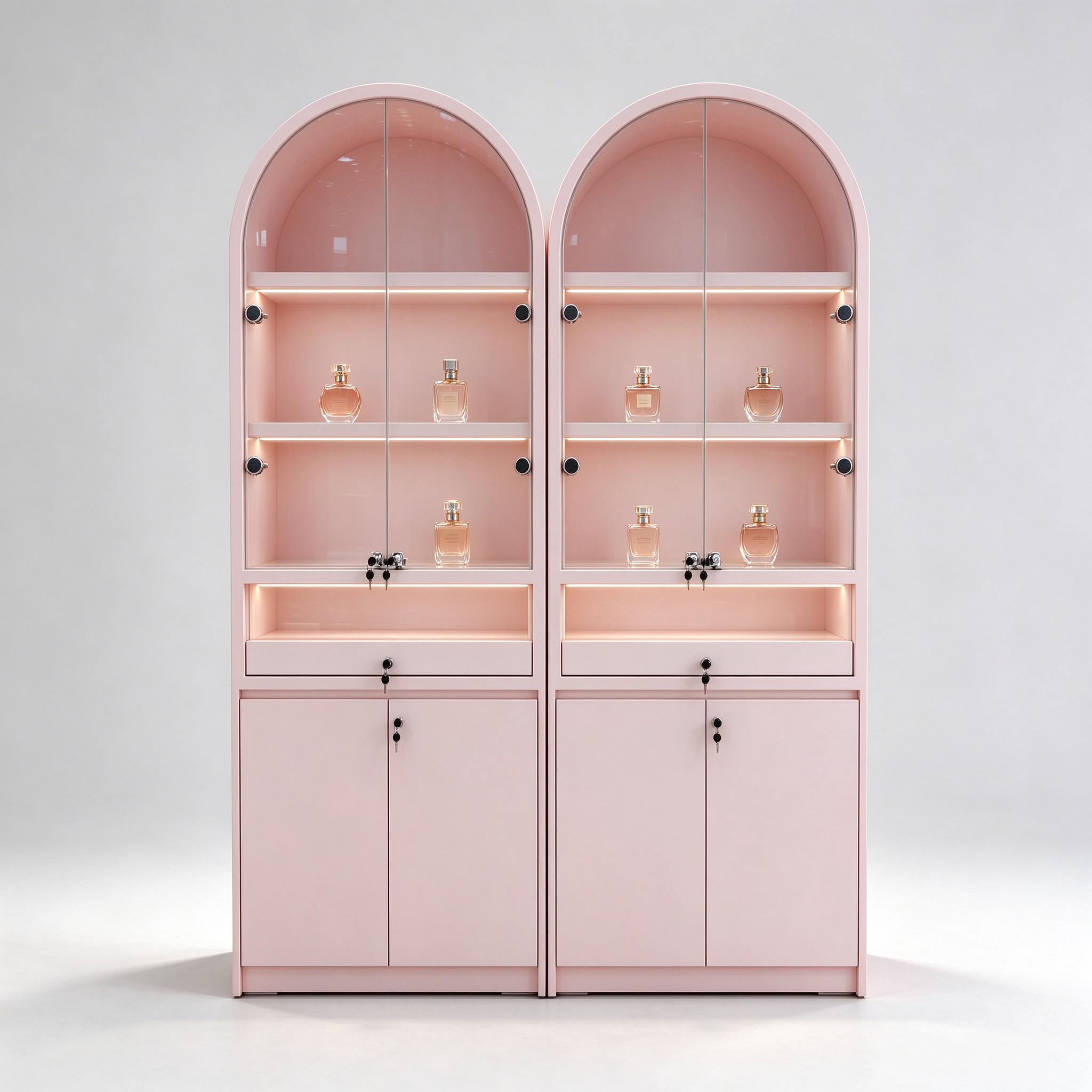 pink arch cabinet front