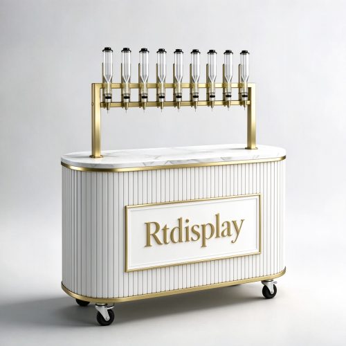 Luxury white gold perfume bar cart left 45 degree view