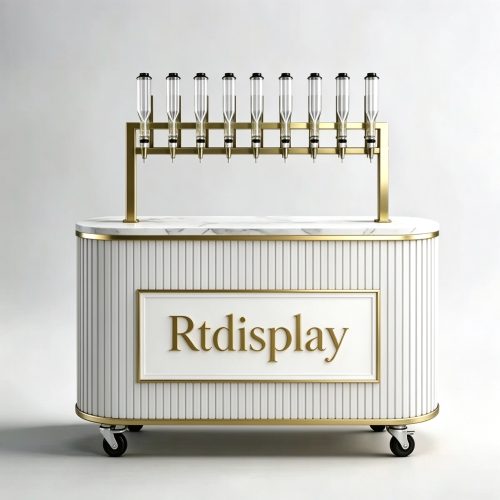 Luxury white gold perfume bar cart right front 3/4 view