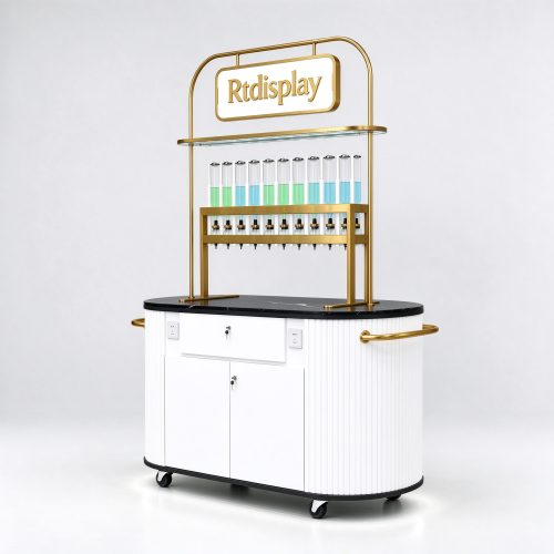 White and gold perfume bar cart right 45 degree view
