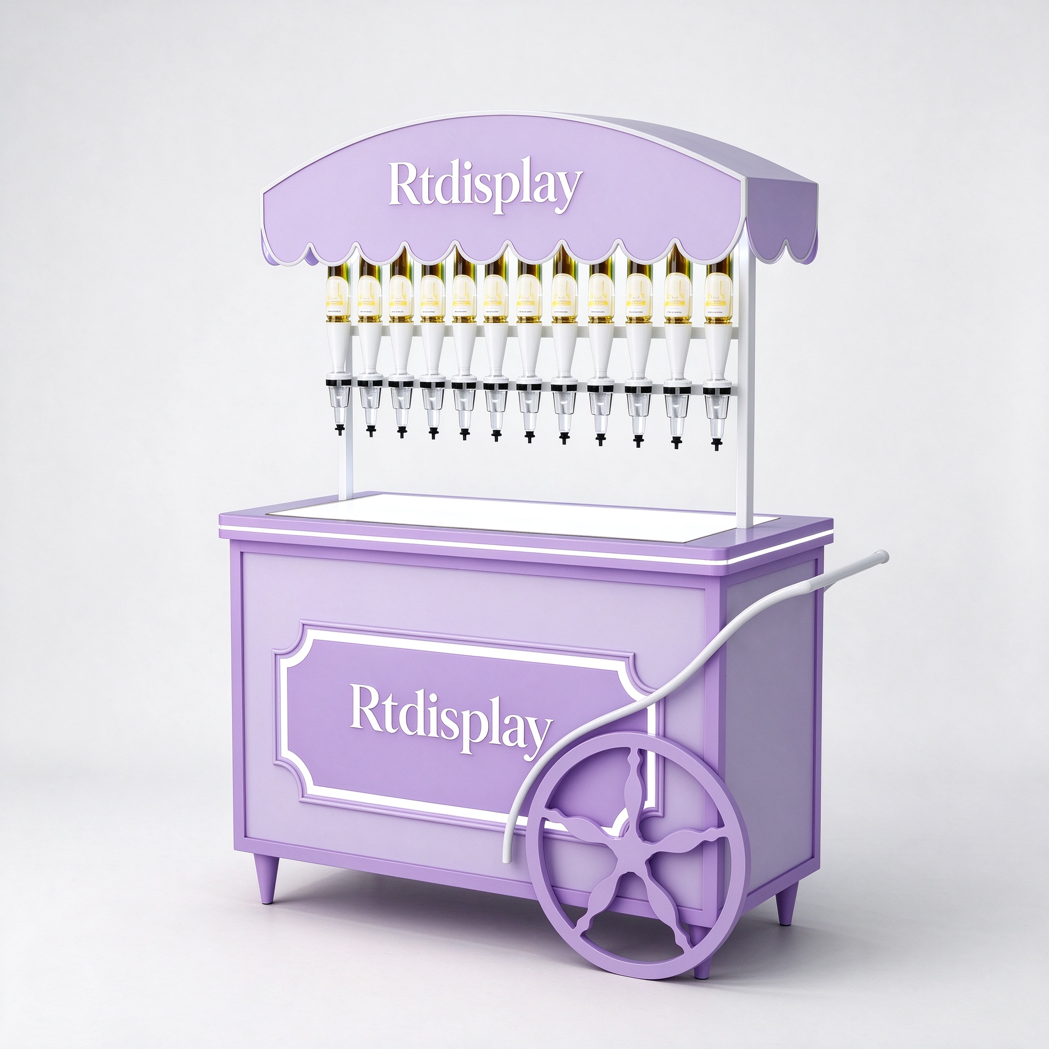 Lavender purple perfume bar cart left 45 degree view