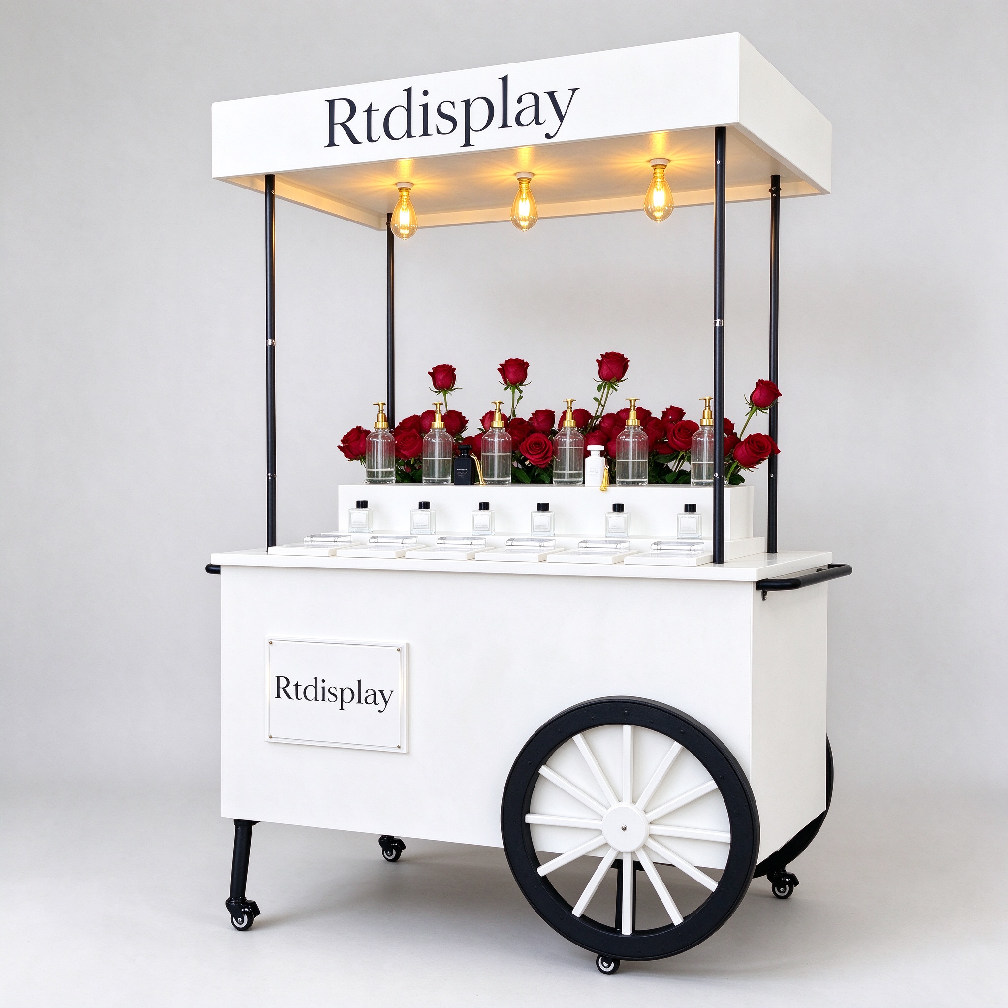 White perfume bar cart right 45 degree view