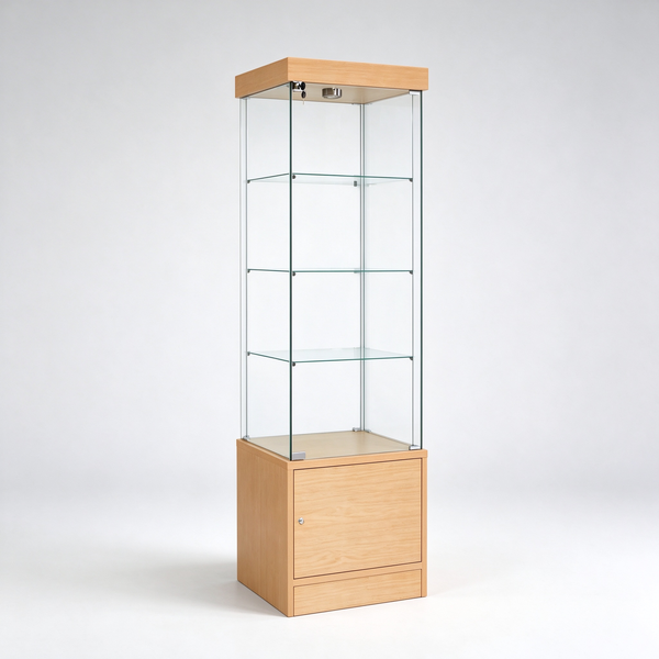 Glass tower perfume showcase