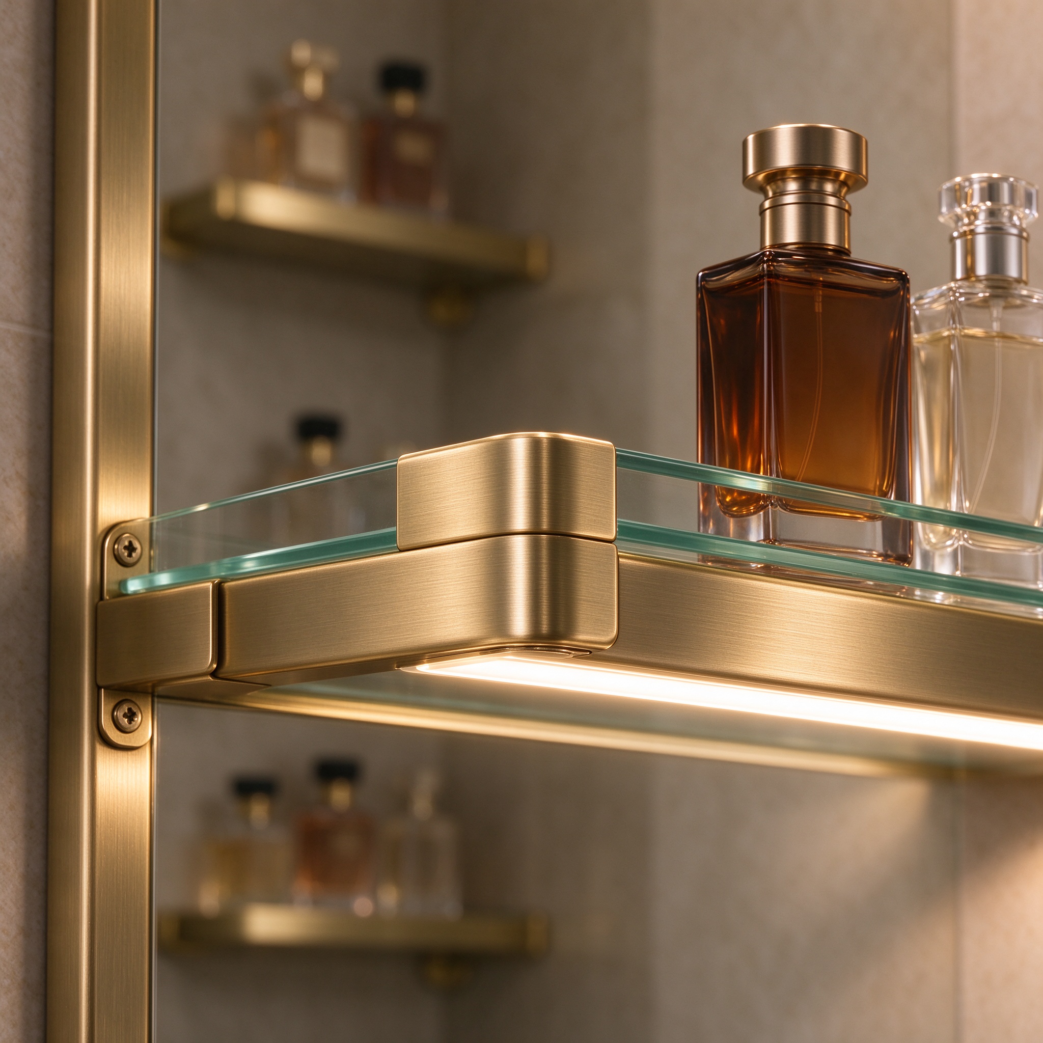 Brass glass LED detail
