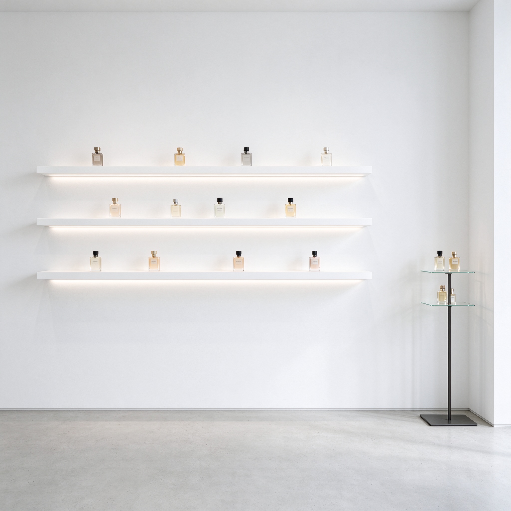 Modern minimalist perfume shelves