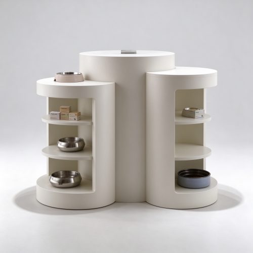 Cream white column display unit front view