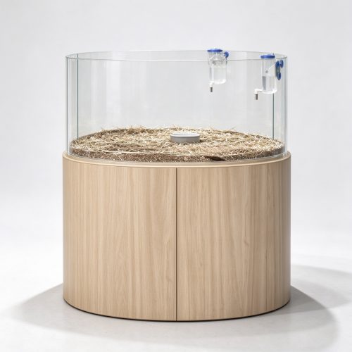 Glass cylinder small animal display front view