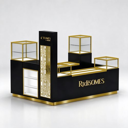 Black gold kiosk front