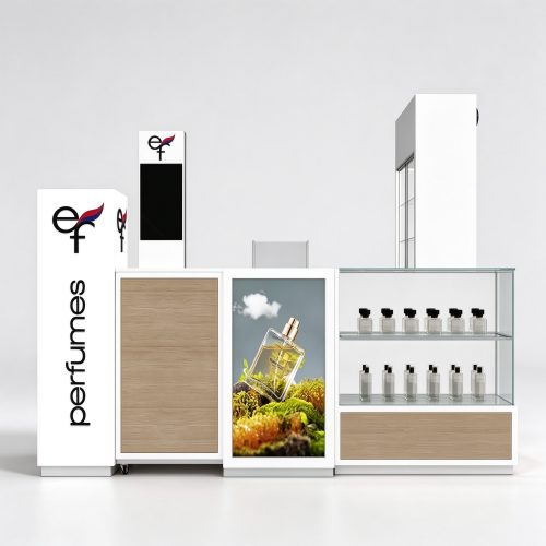 Side view perfume kiosk
