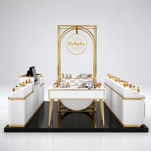 Back view perfume kiosk