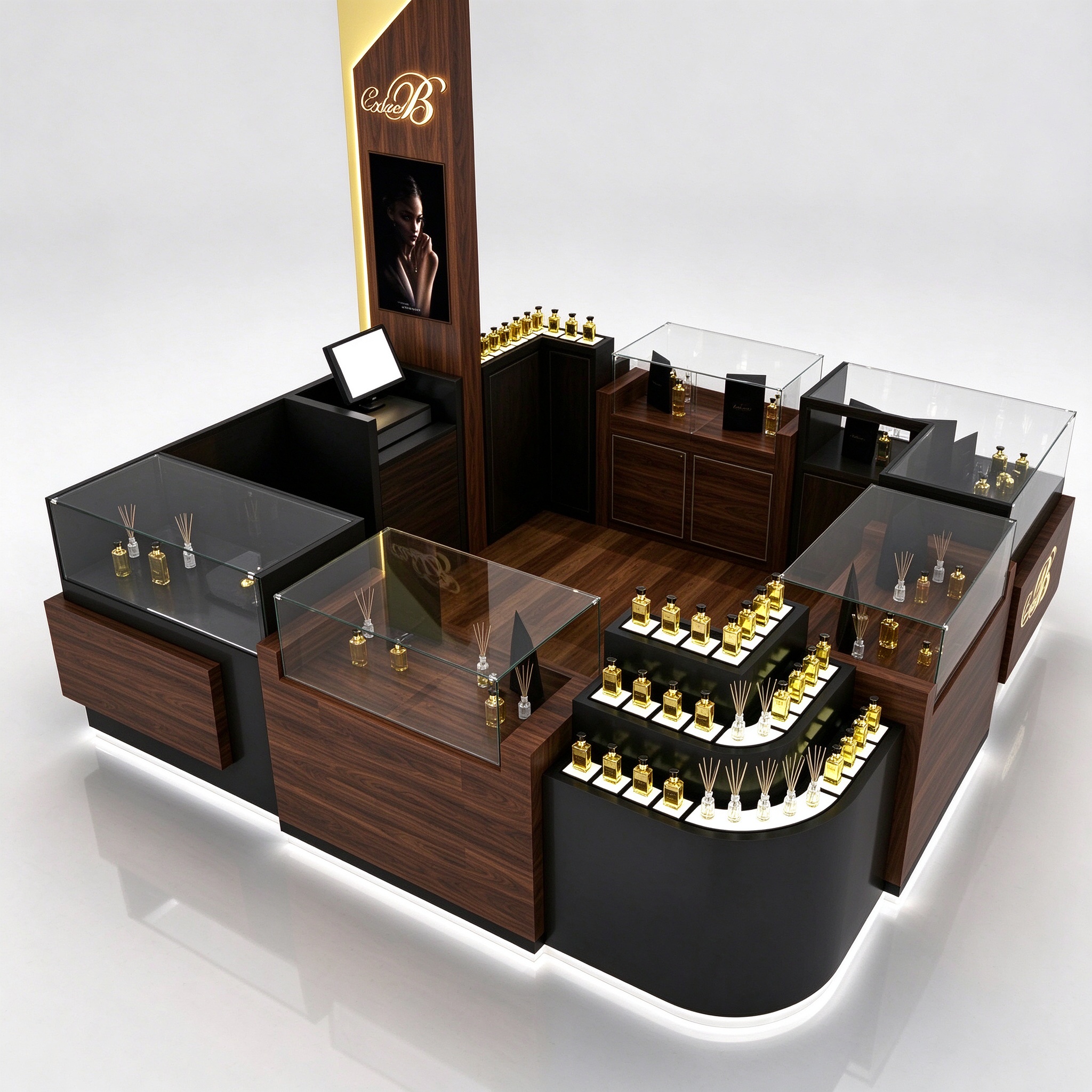 Walnut kiosk angle