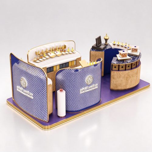 Purple gold kiosk front