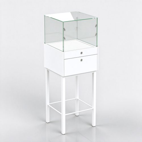 White locking glass display case right 45 view