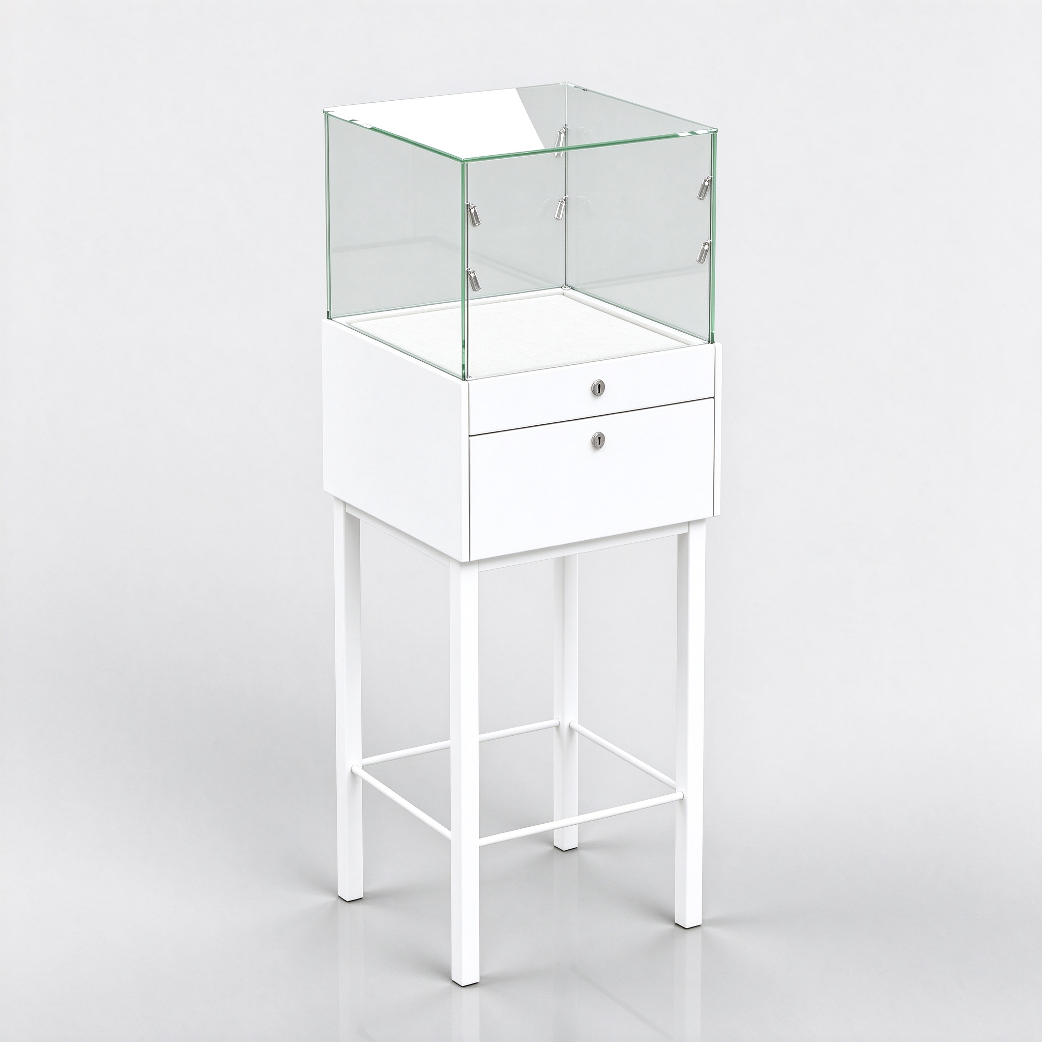 White locking glass display case right 45 view