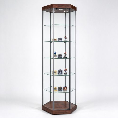 Hexagonal corner locking glass tower right 45 view