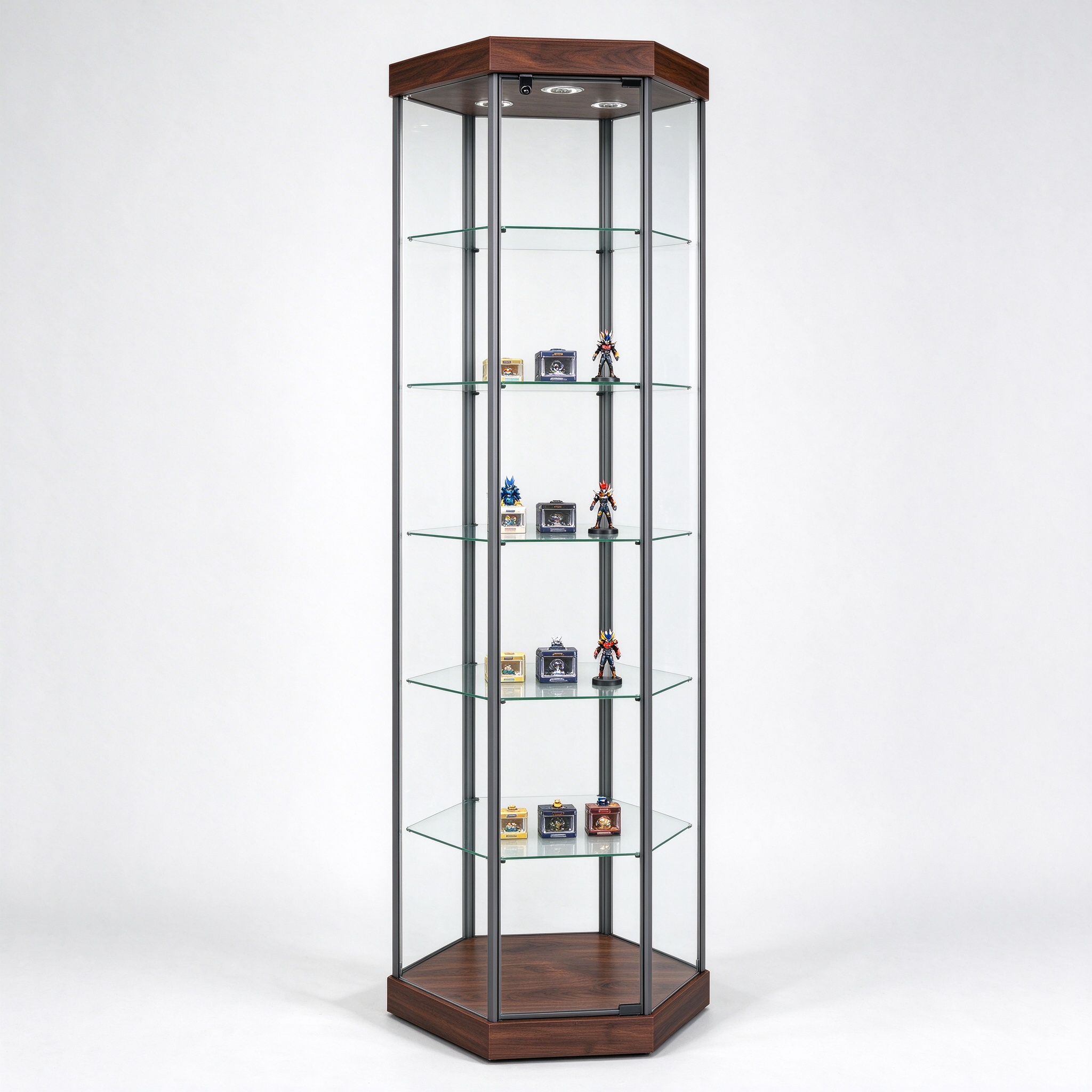 Hexagonal corner locking glass tower right 45 view
