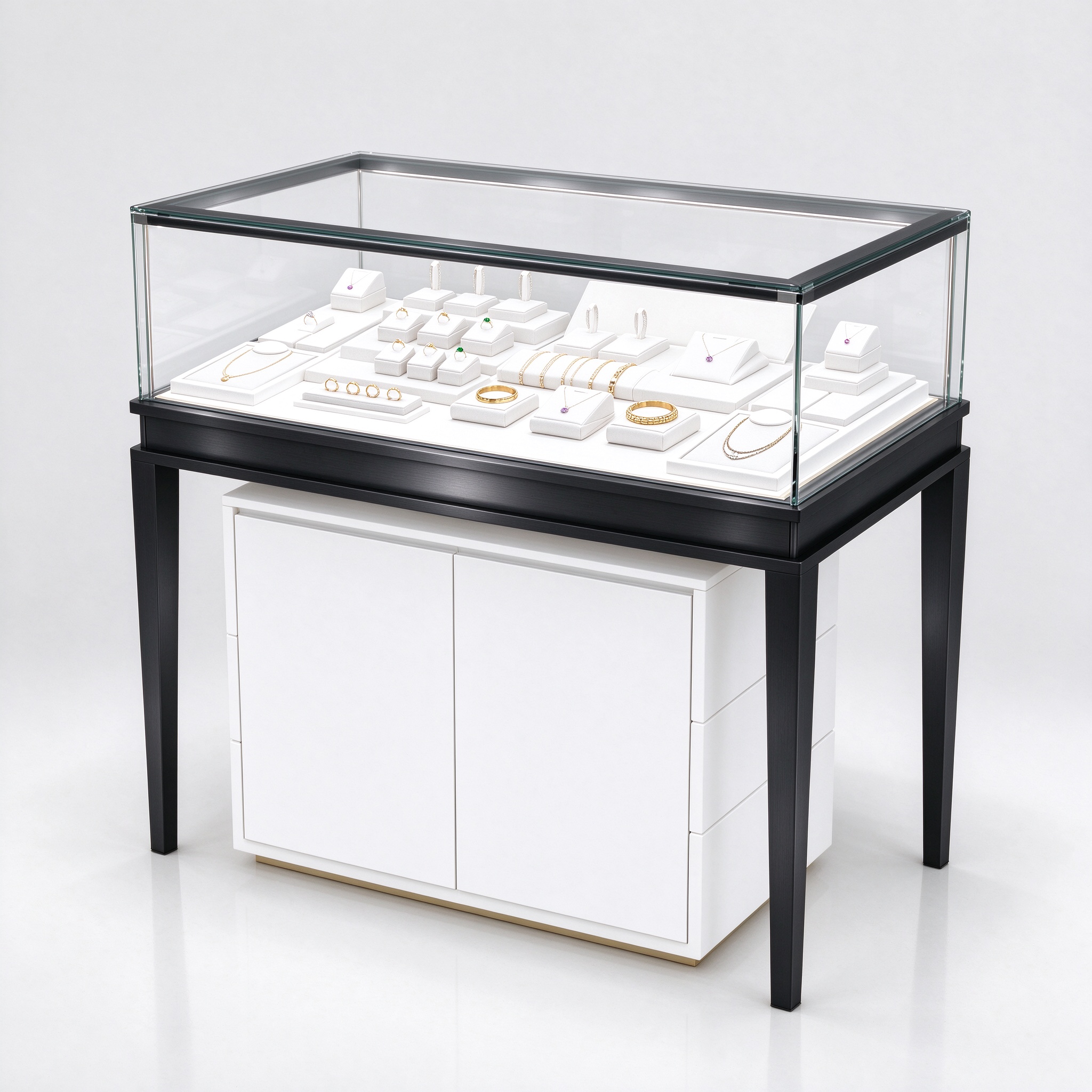 White lockable jewelry counter black titanium right 45 view