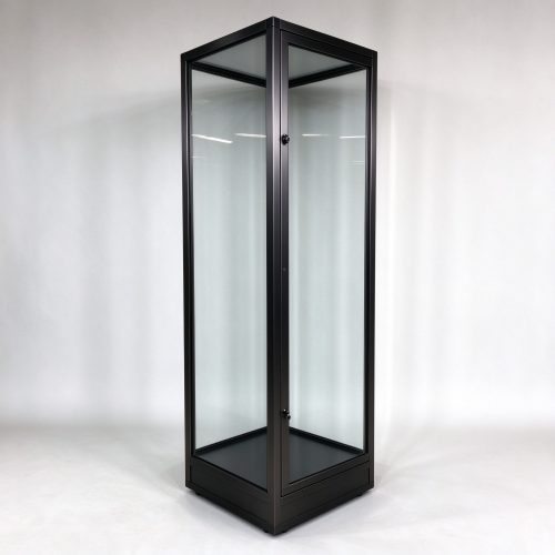 Black titanium brushed stainless steel glass tower right 45 view