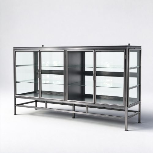 Black titanium brushed glass sideboard right 45 view