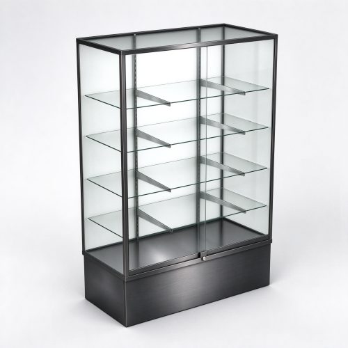 Black titanium economy glass case right 45 view